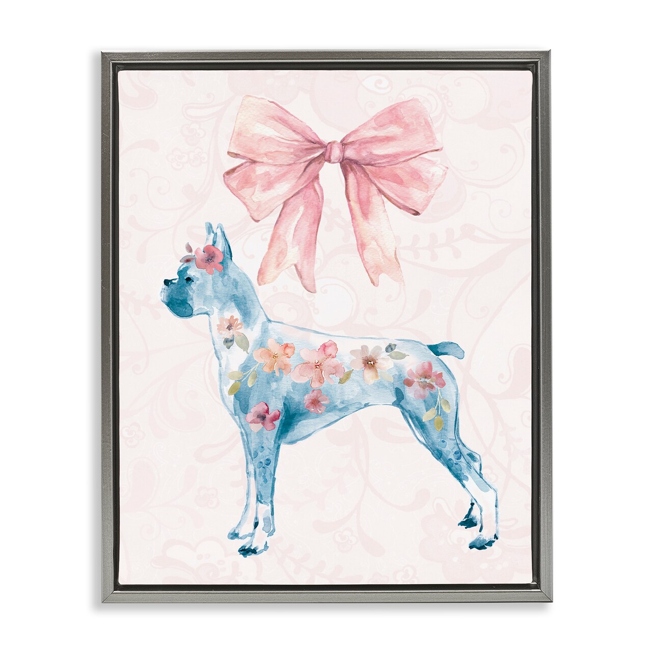 Stupell Industries Trendy Floral Dog Floating Frame Design by Carol Robinson